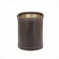 10.75" Stitched Black Round Wastebasket